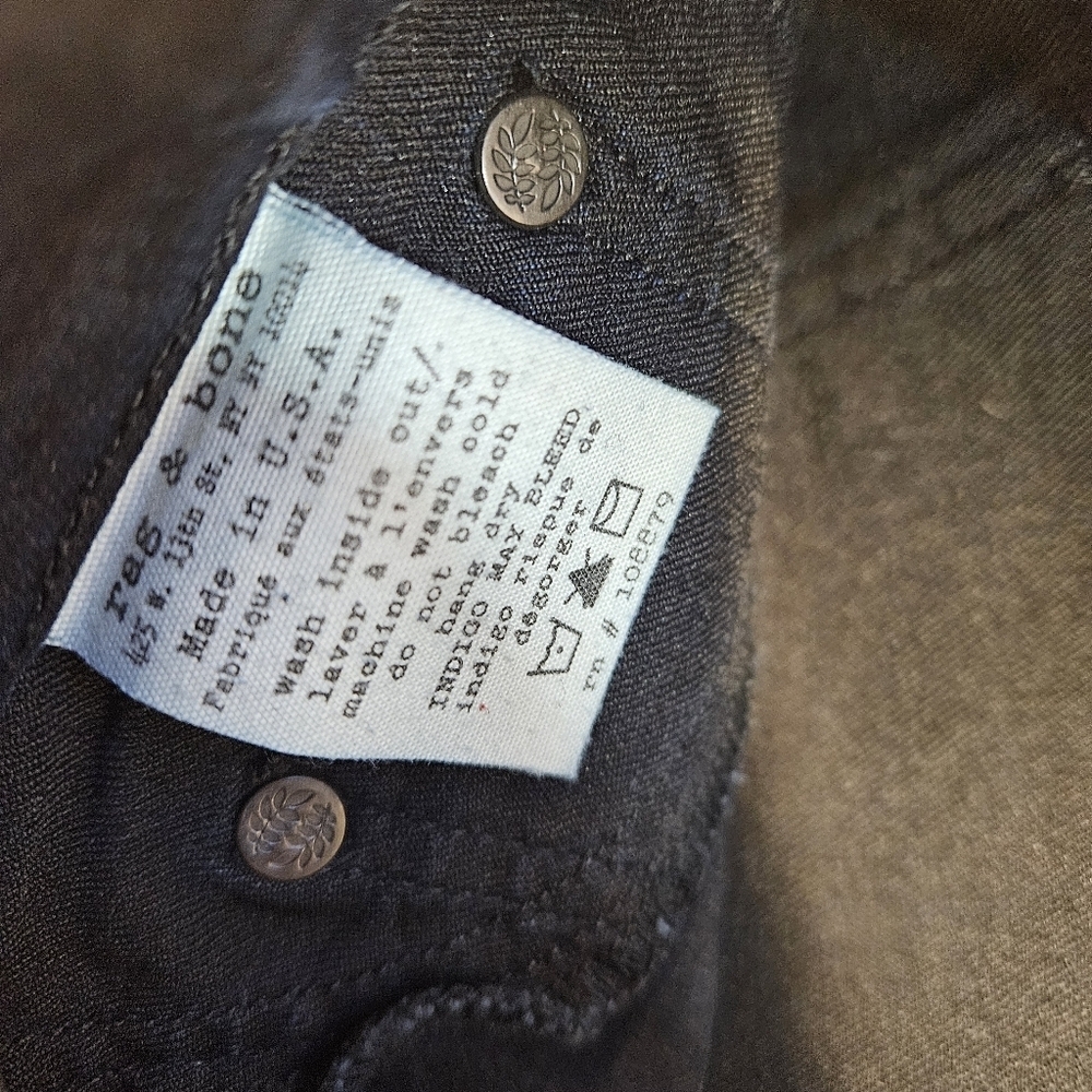 Rag & Bone Elephant Bell Flare Jeans Womens 27 Dark Blue Indigo Overdye Stretch - Picture 3 of 10